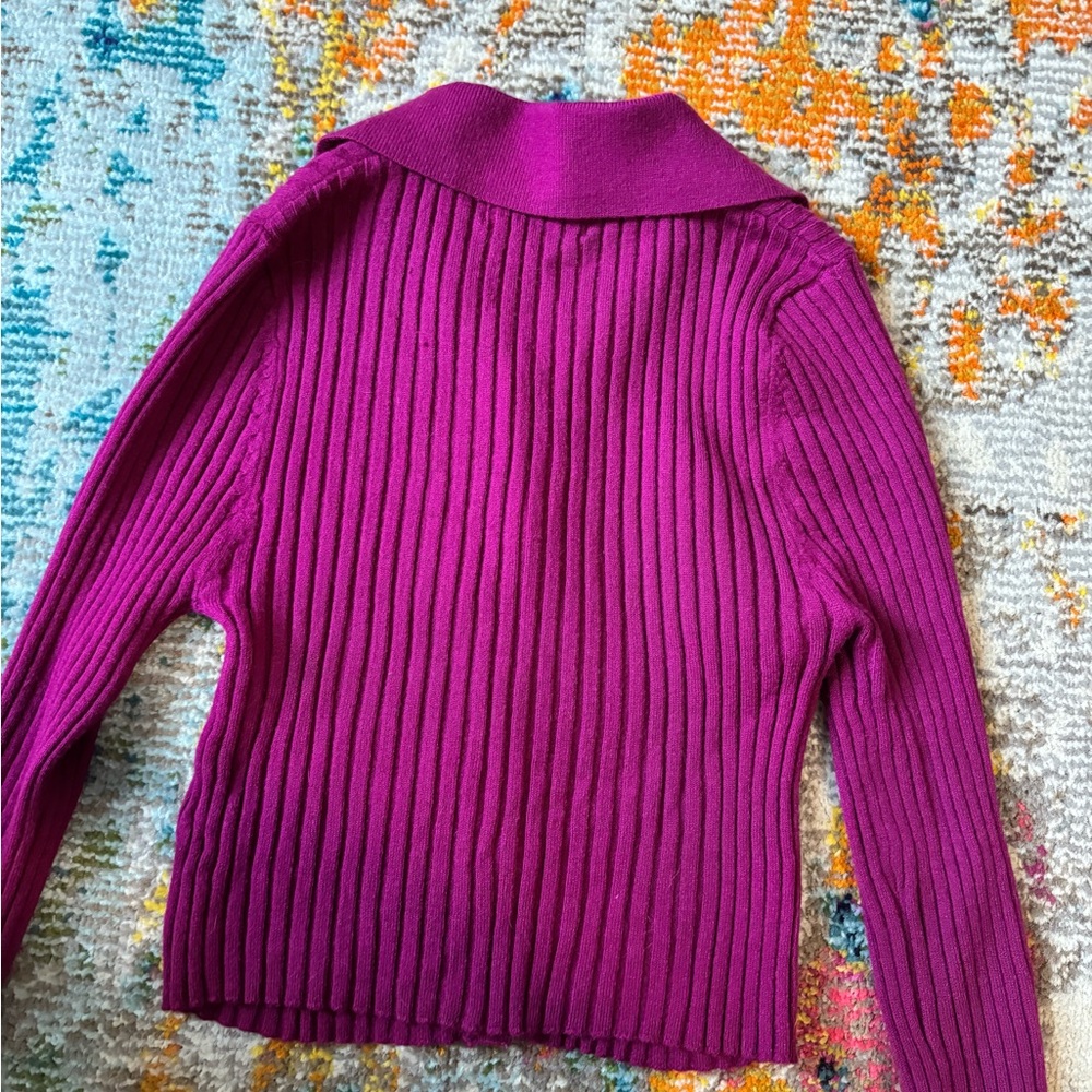 Urban Outfitters • magenta ribbed knit cardigan - Picture 5 of 7